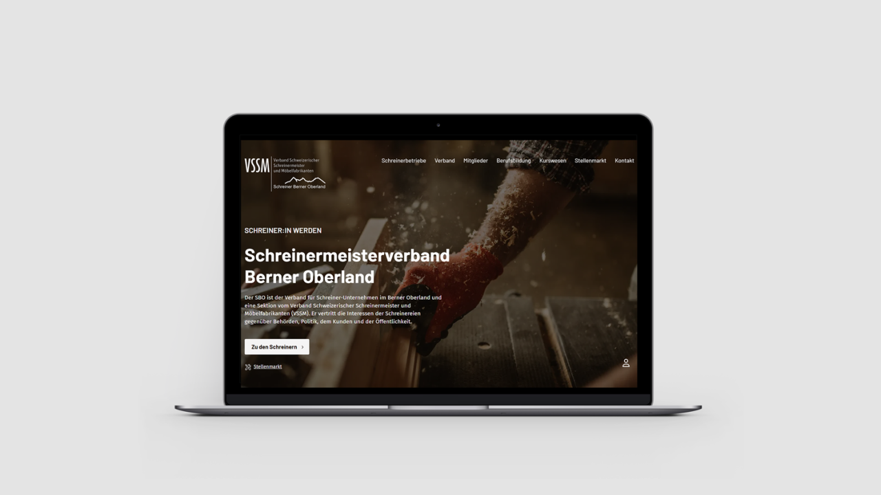 Vorschau Webseite Schreinermeisterverband Berner Oberland